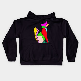 Geometric cat in bright colors. Kids Hoodie